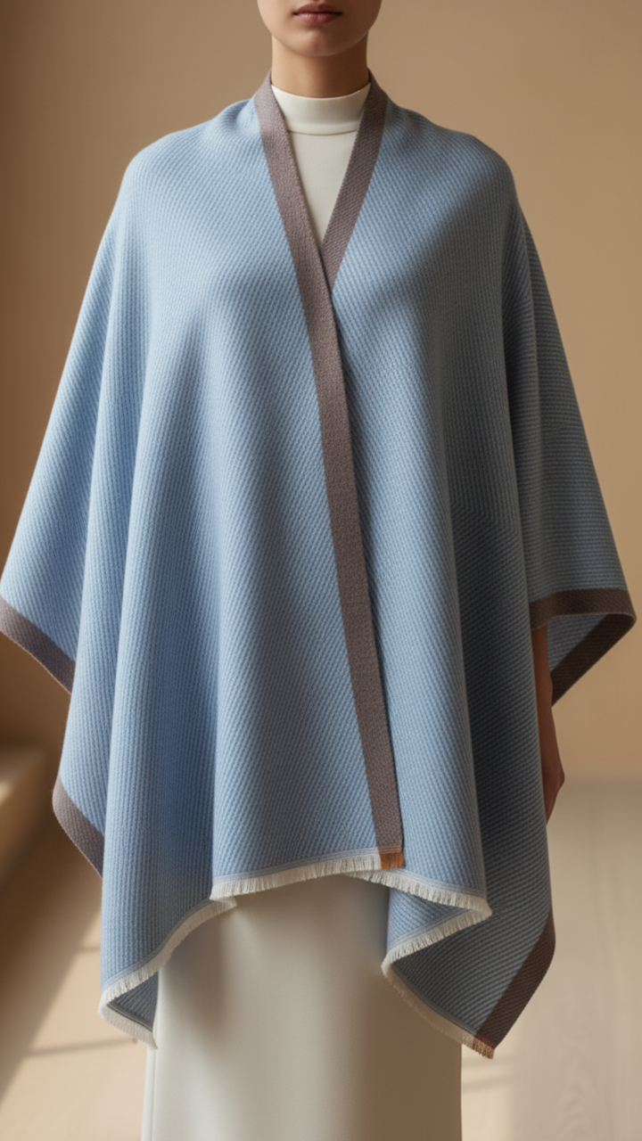 Sky Blue Winter Cape Shawl PW5909