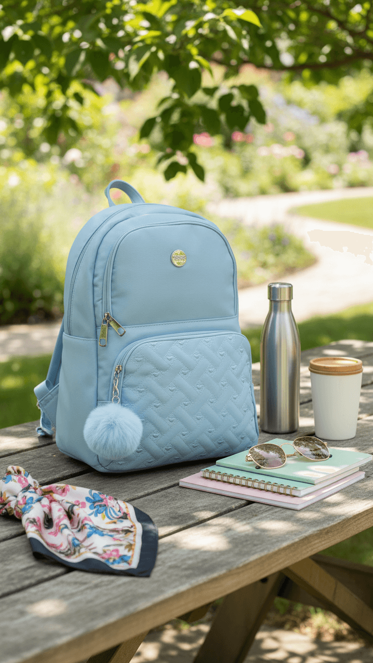 Sky Blue Casual Back Pack For Women P47473