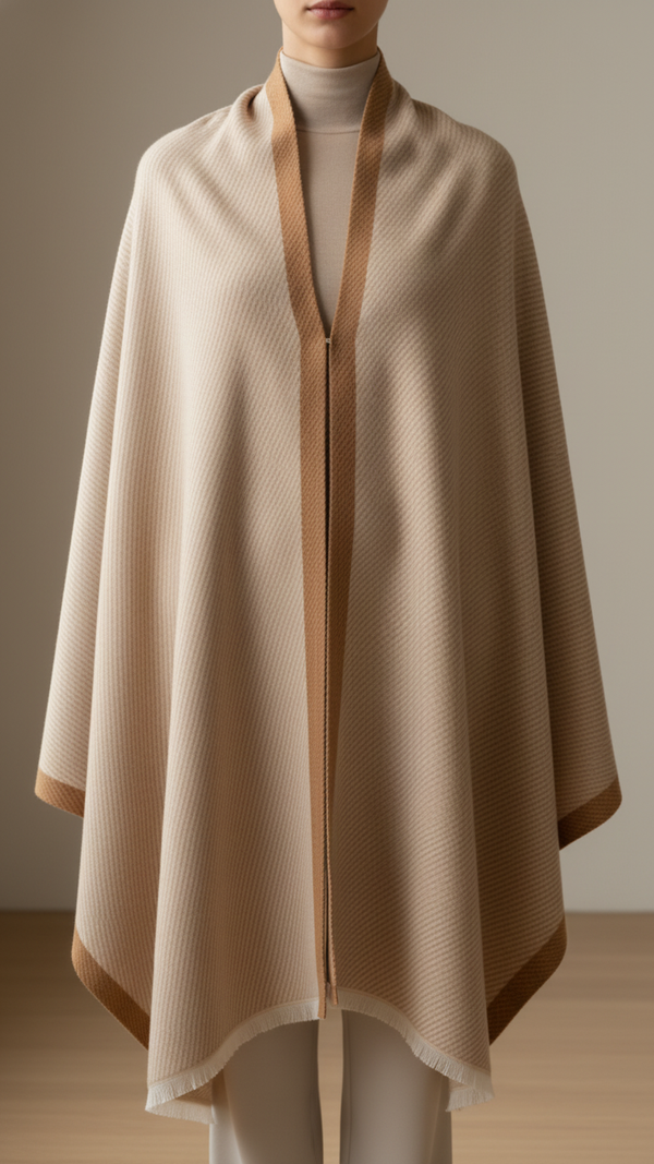 Beige Winter Cape Shawl PW5909