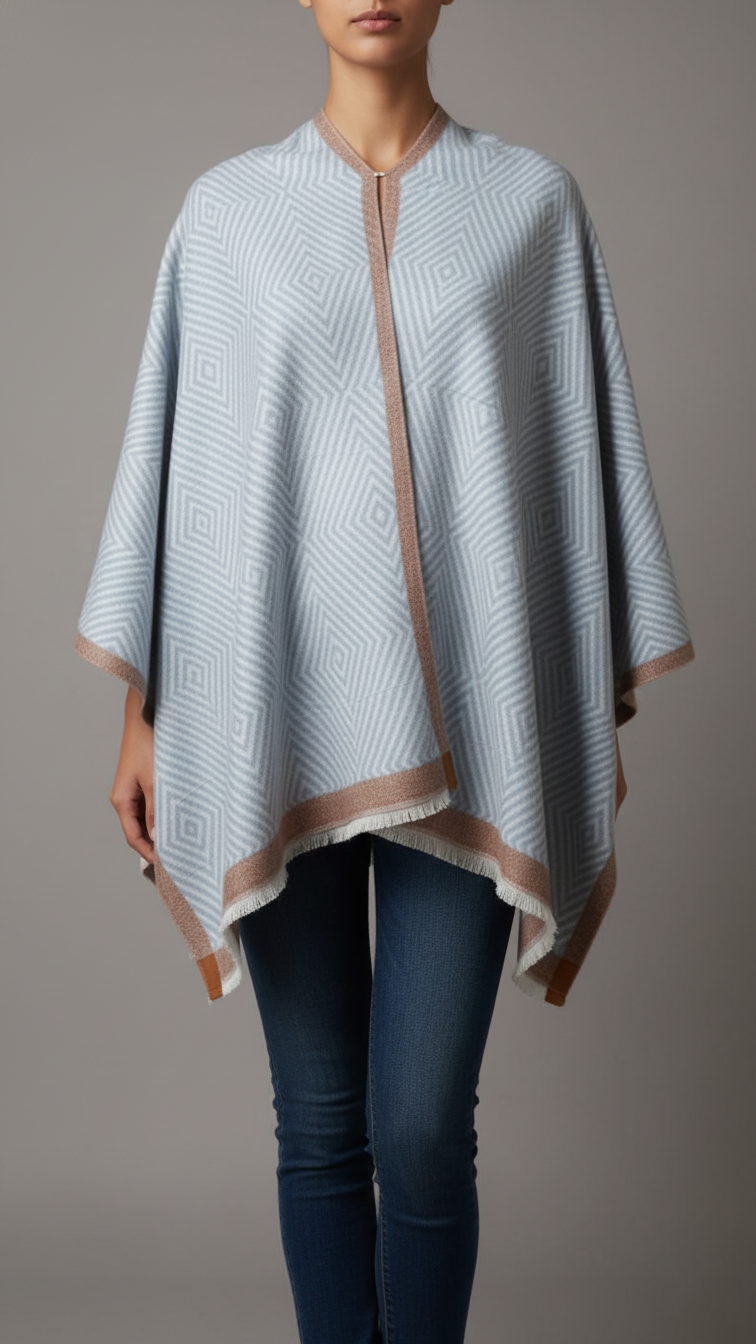 Silver Winter Cape Shawl PW5905