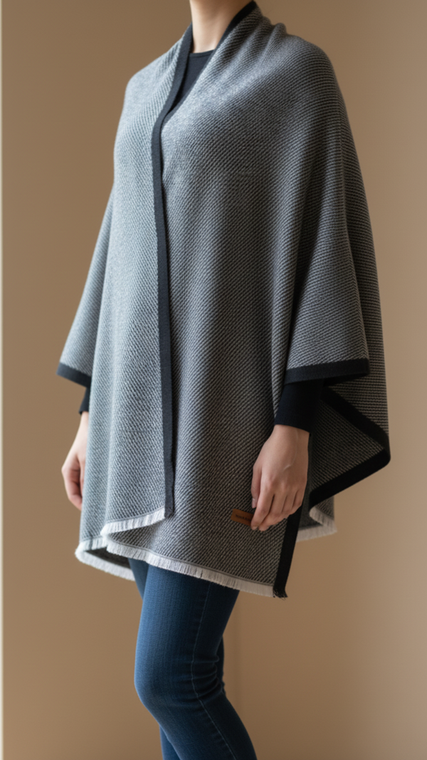 Black Winter Cape Shawl PW5909