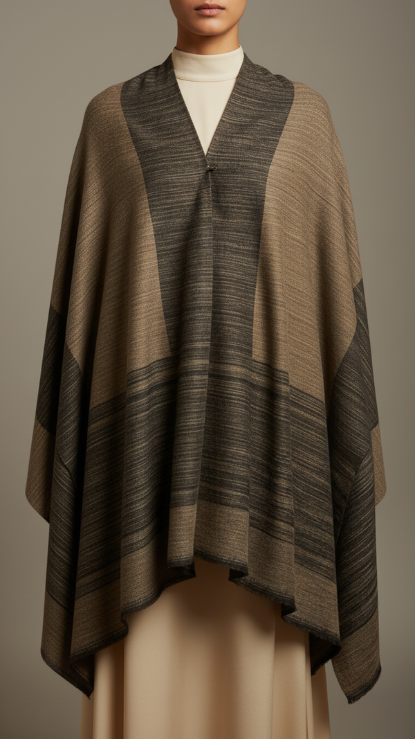 Beige Winter Cape shawl PW5911