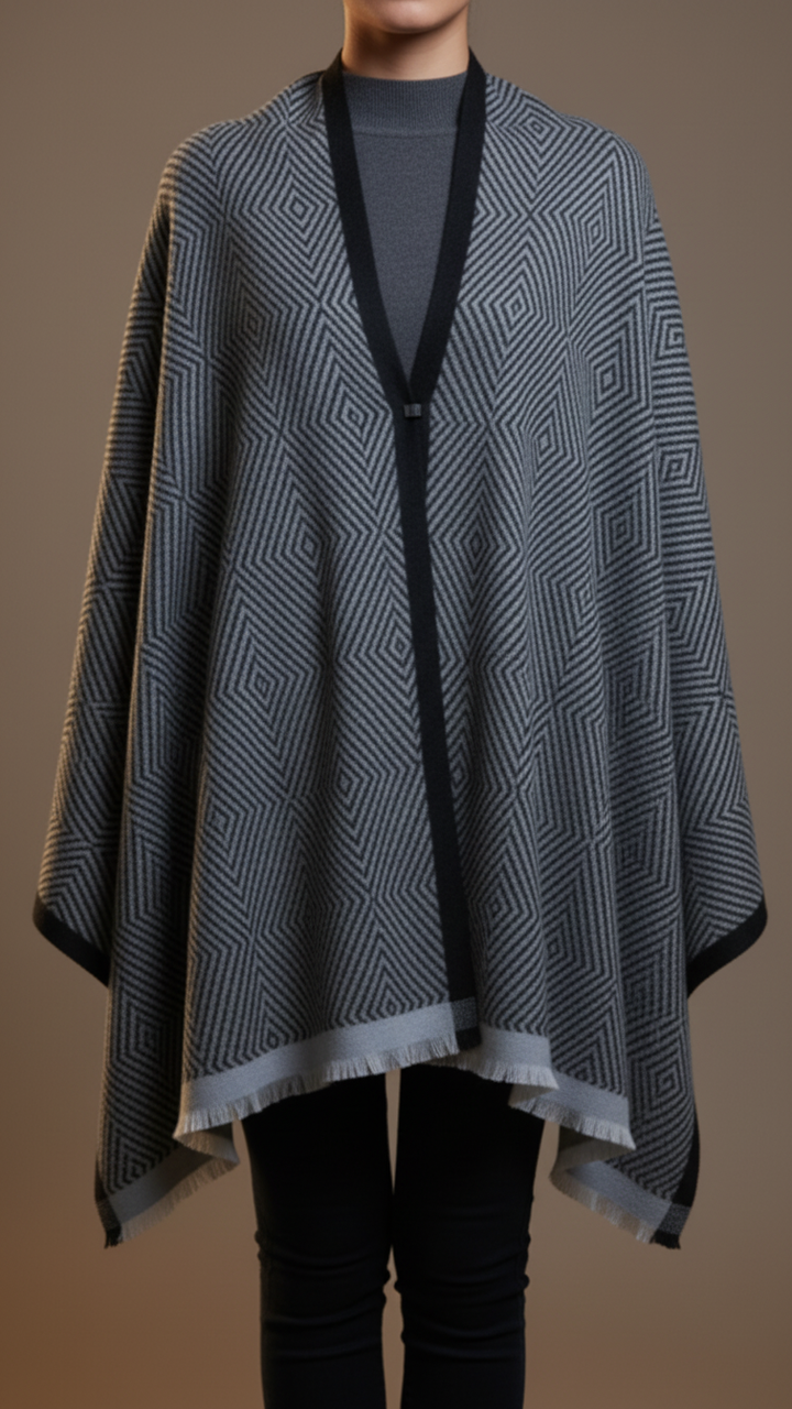 Black Winter Cape Shawl PW5905