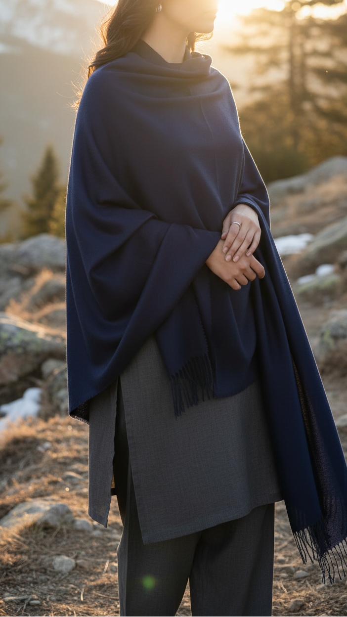 Navy Winter Shawl PW5882