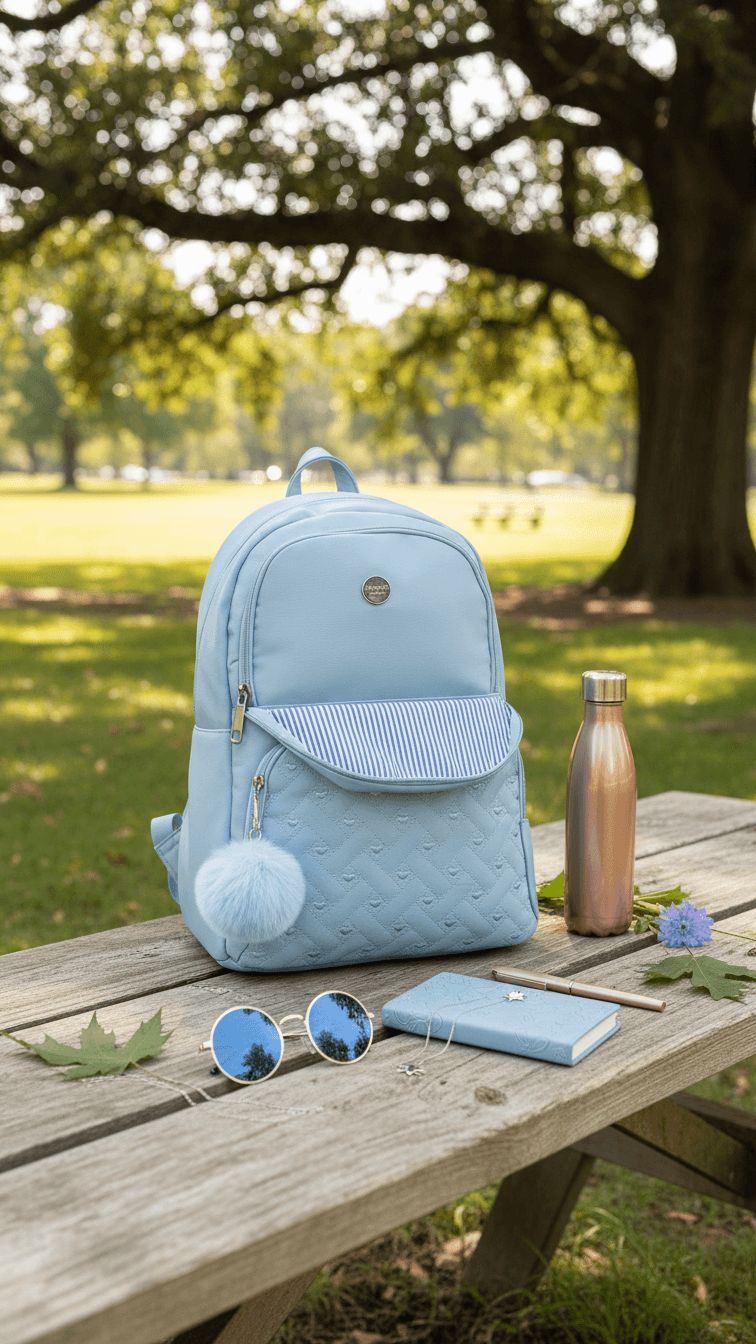 Sky Blue Casual Back Pack For Women P47473