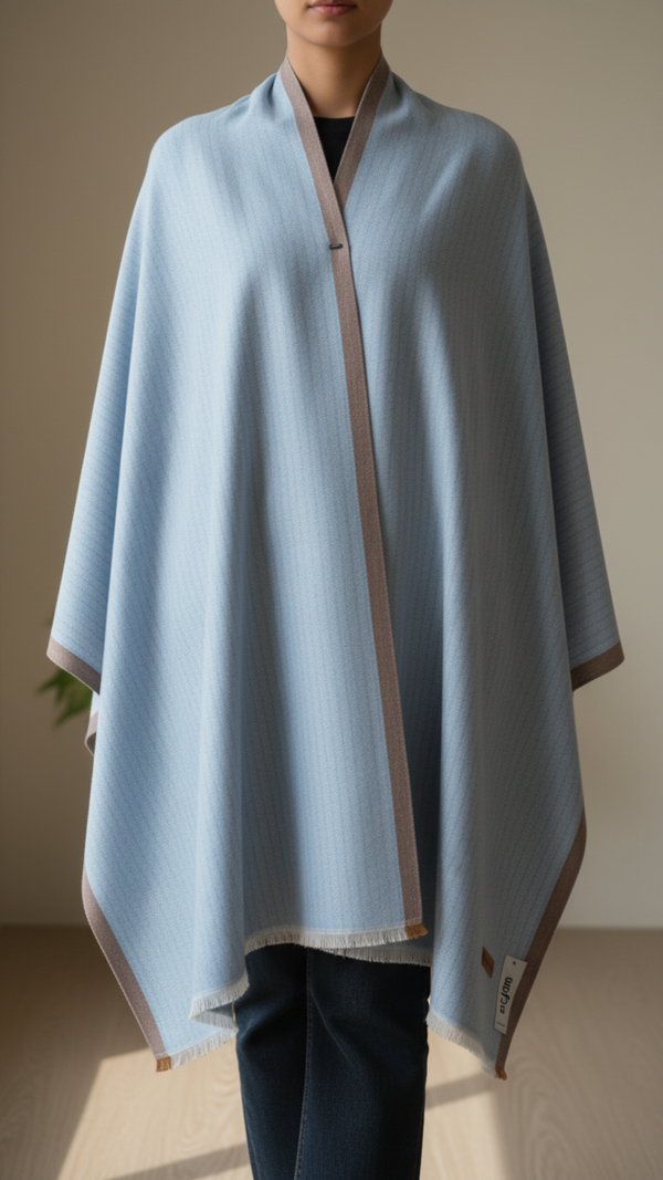Sky Blue Winter Cape Shawl PW5908