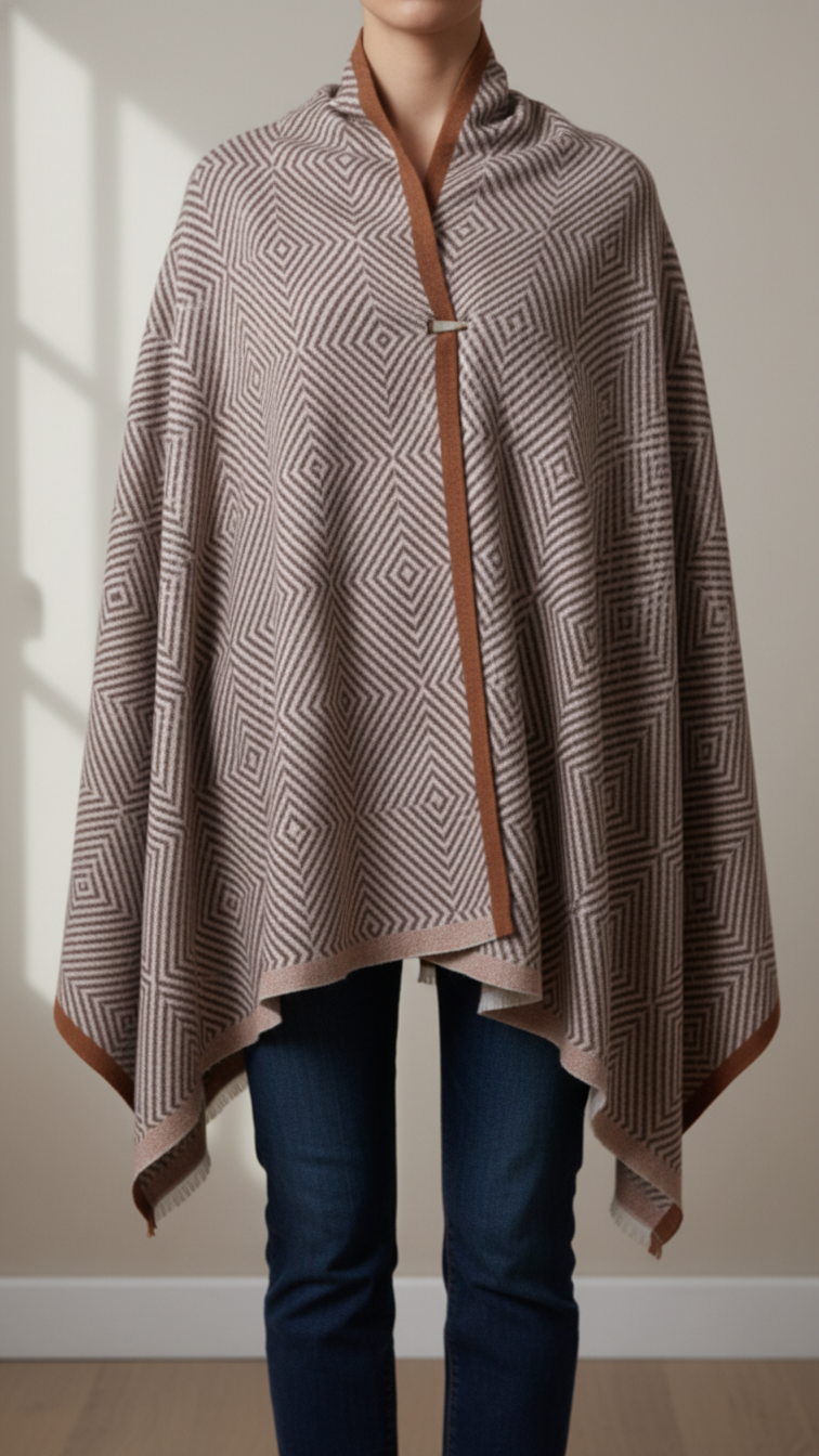 Brown Winter Cape Shawl PW5905