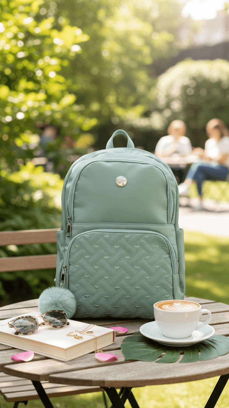 Green Casual Back Pack For Women P47473