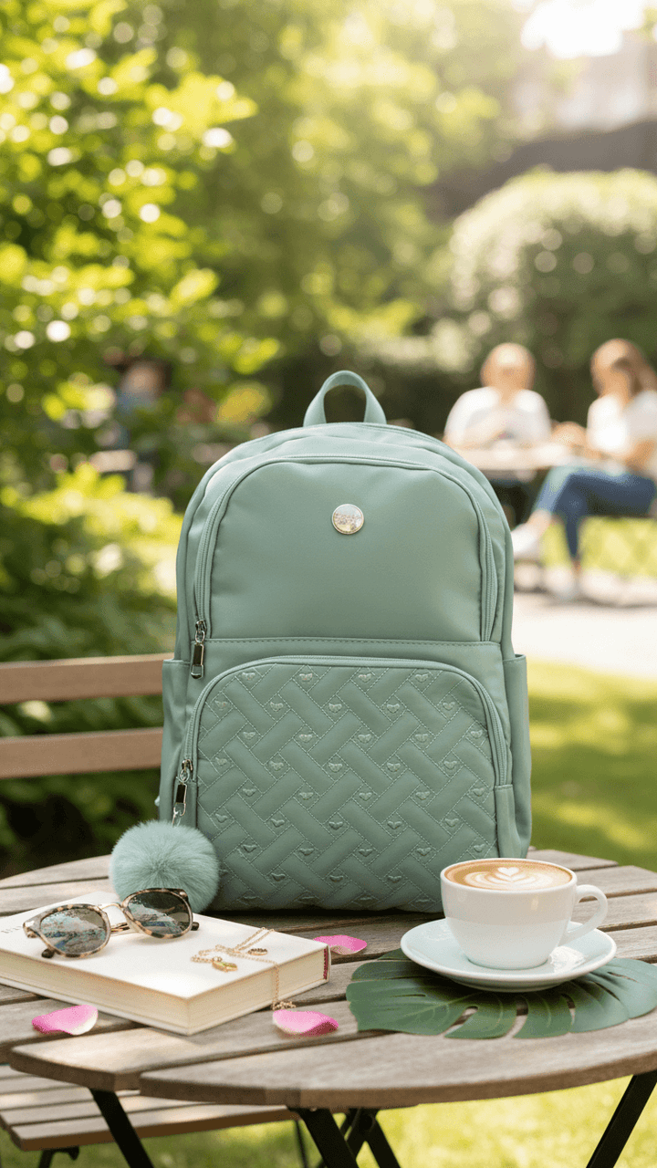 Green Casual Back Pack For Women P47473