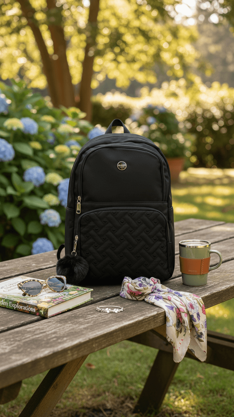 Black Casual Back Pack For Women P47473