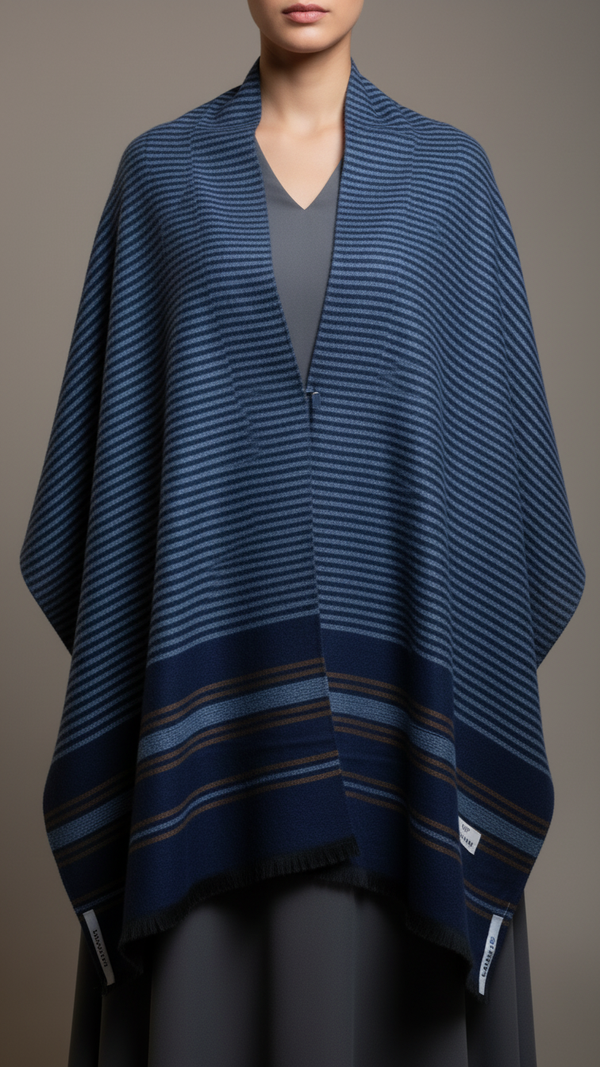 Navy Winter Cape shawl PW5913