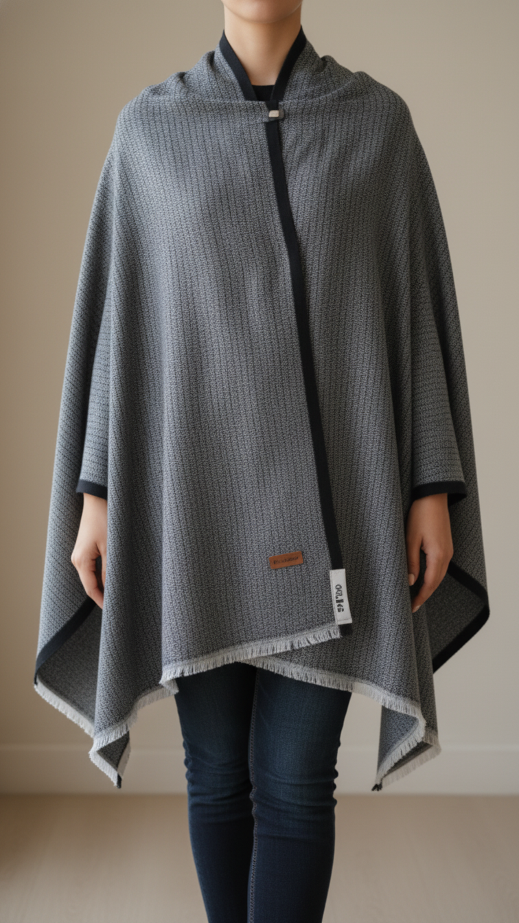 Black Winter Cape Shawl PW5908