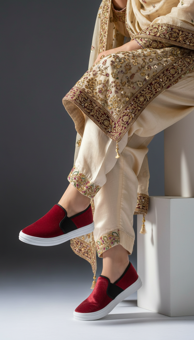 Maroon Canvas Slip Ons WN6198