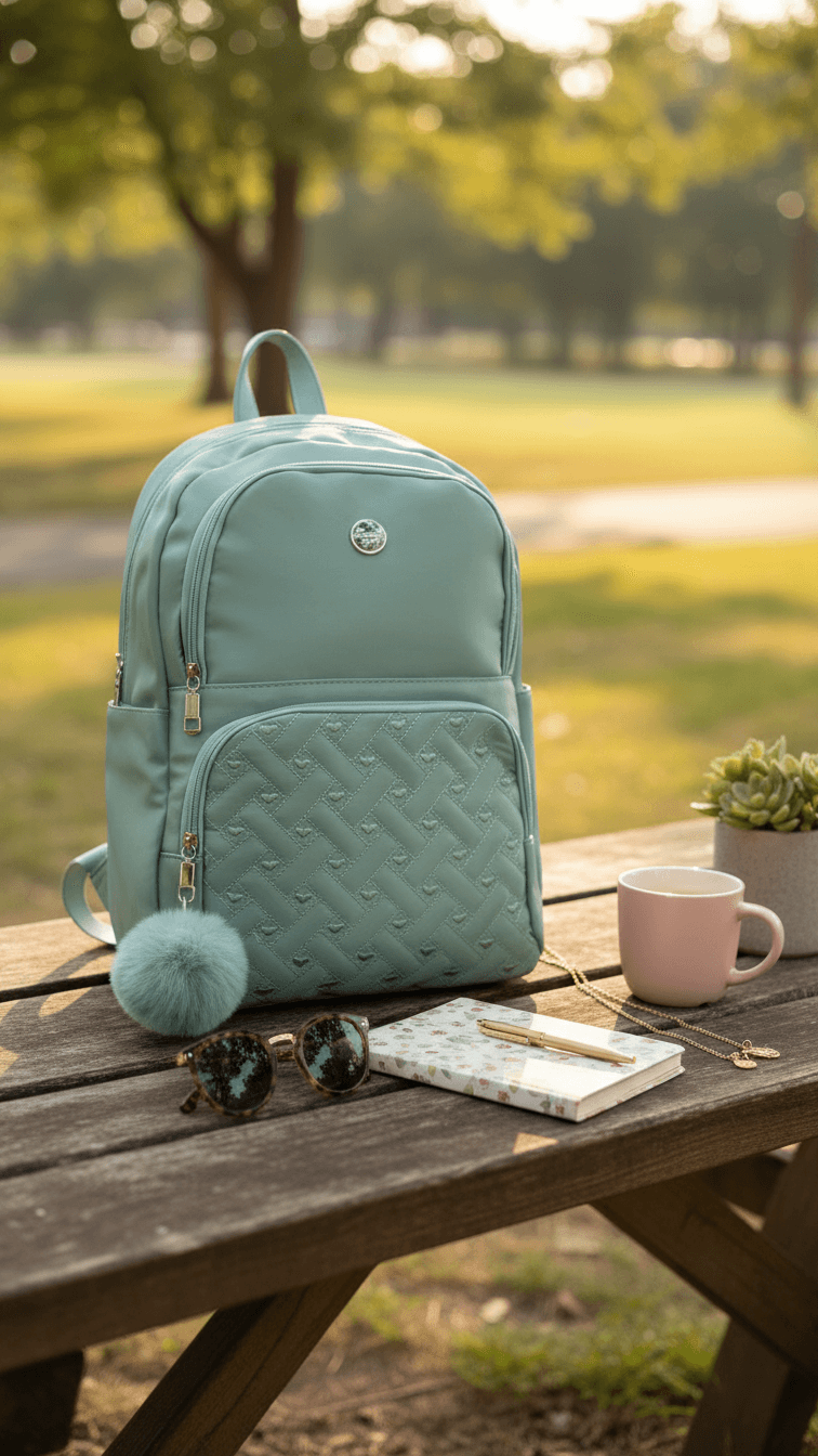 Green Casual Back Pack For Women P47473