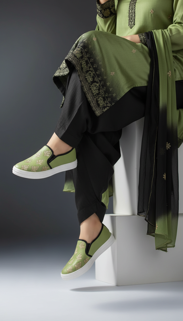 Mehndi Sneaker For Ladies WN6205