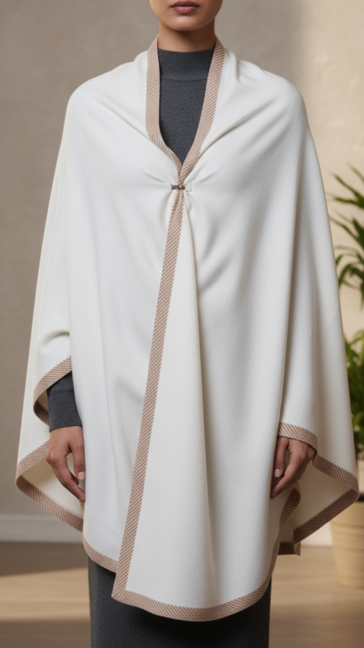 Cream Winter Cape Shawl PW5909