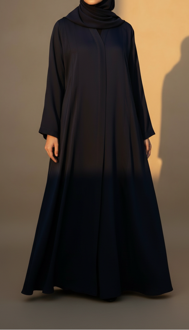 Navy Solid Dyed Shamose Silk Abaya PW5274