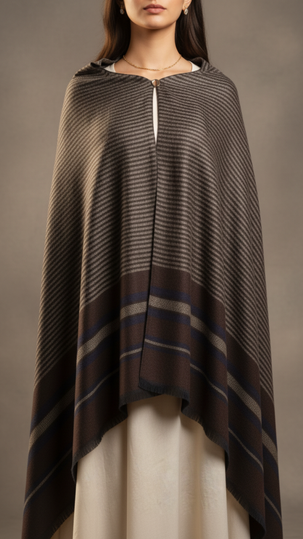 Coffee Winter Cape shawl PW5913