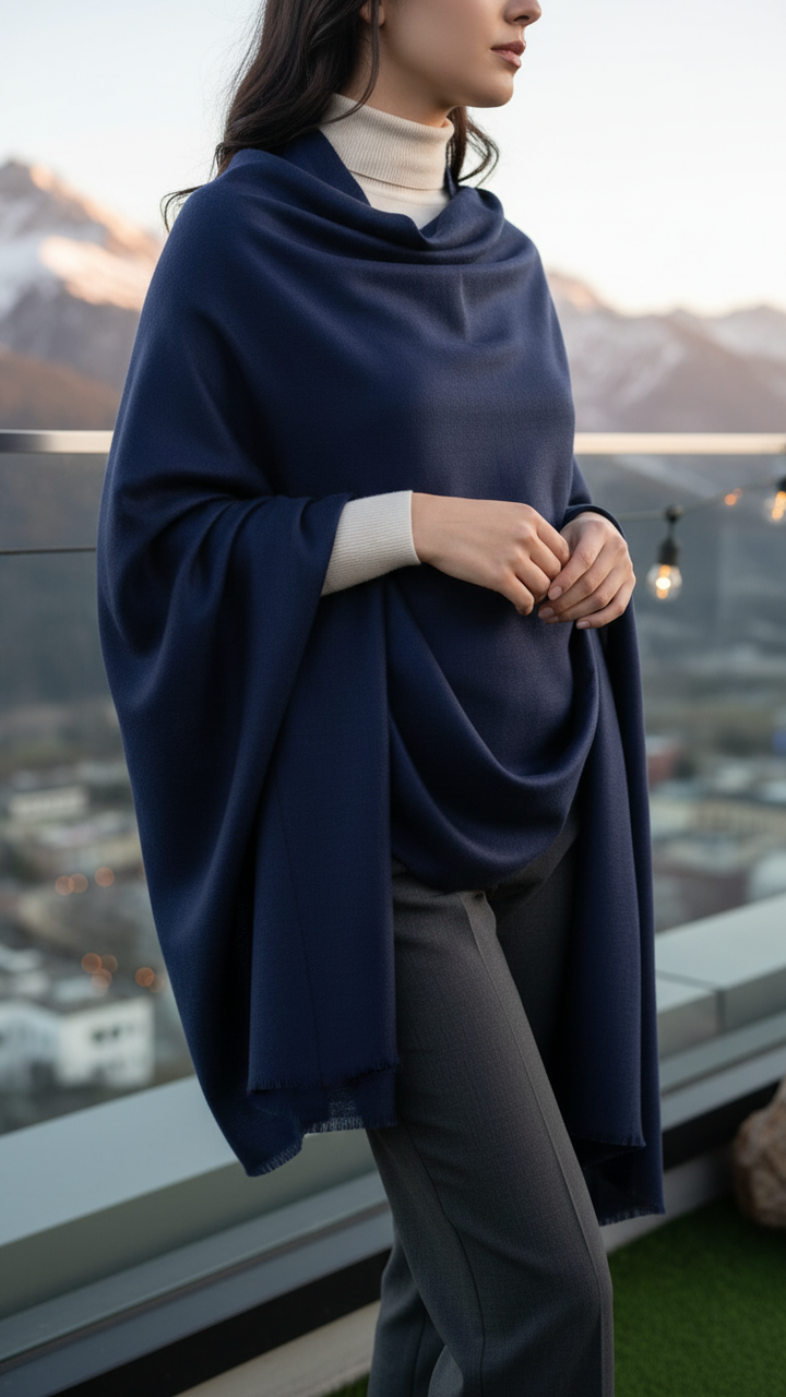 Navy Winter Shawl PW5882