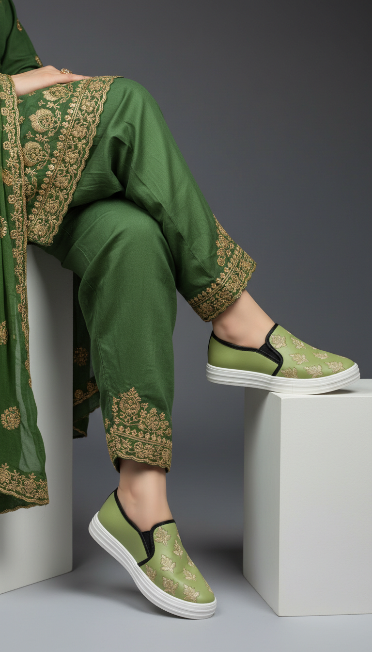 Mehndi Sneaker For Ladies WN6205