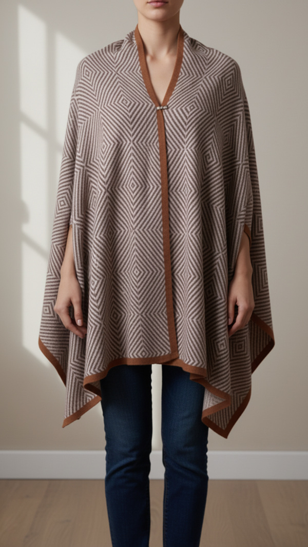 Brown Winter Cape Shawl PW5905