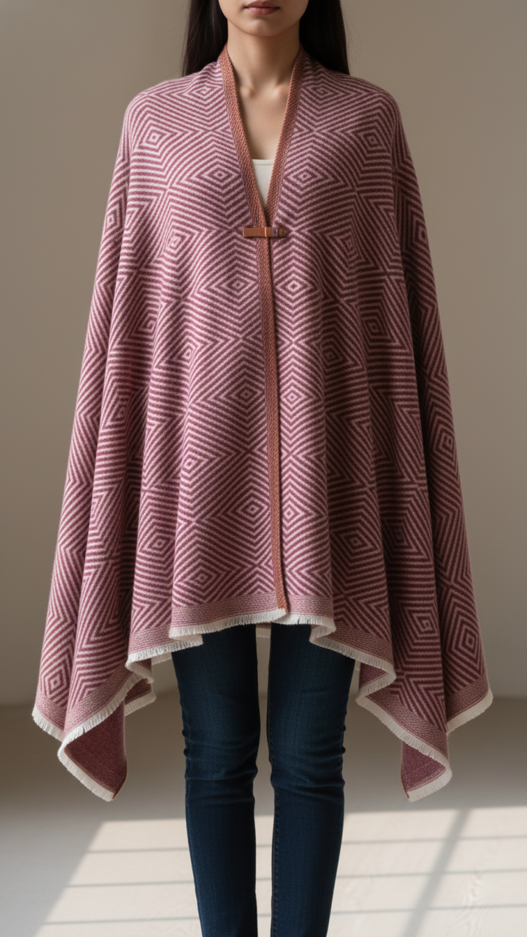 Maroon Winter Cape Shawl PW5905