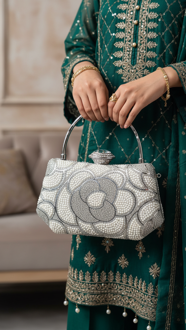 Silver Bridal Clutch p24252