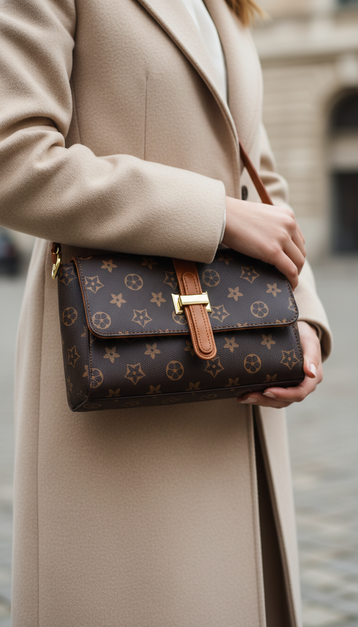 Coffee Formal Shoulder Bag For Women P36417