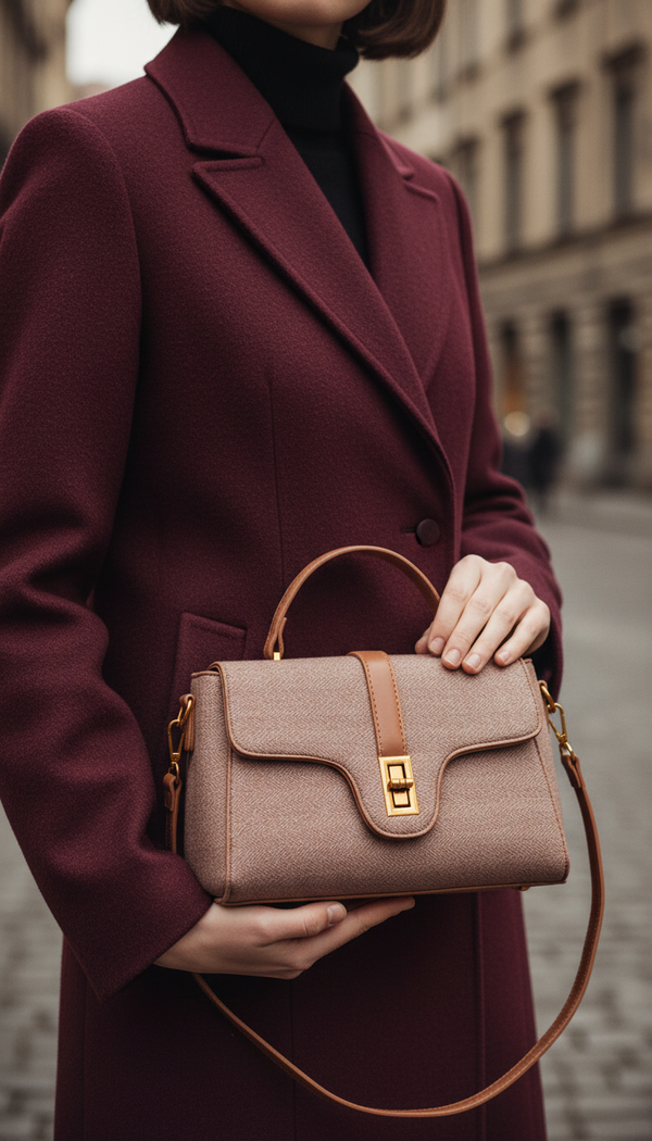 Coffee Formal Hand Bag For Ladies P36611