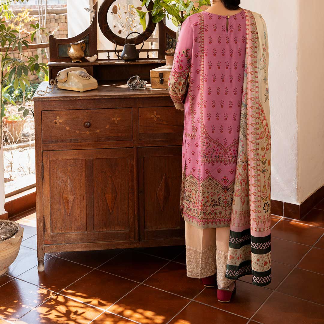 2PC- Embroidered Raw Silk Suit PW3062