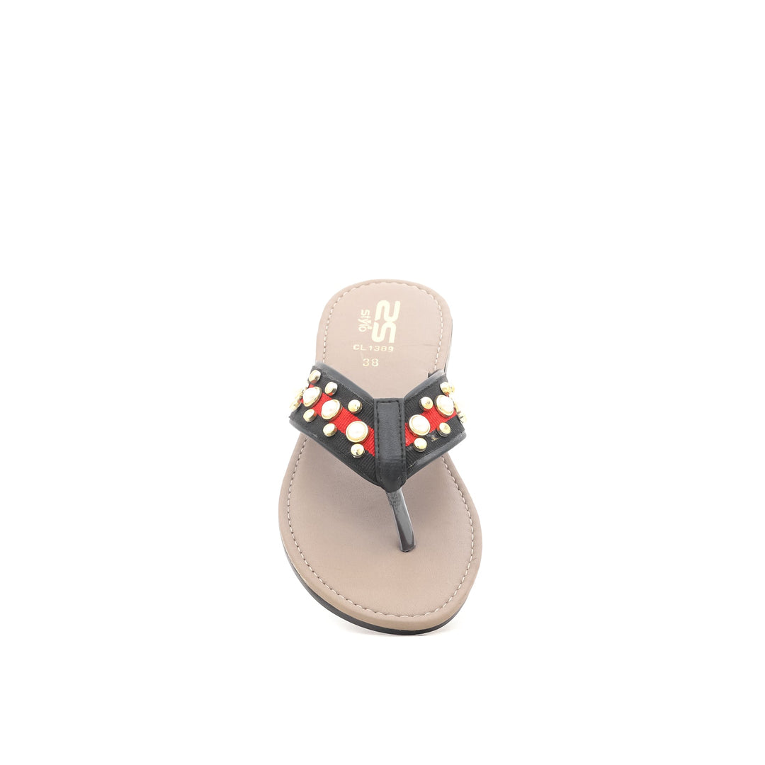 Black Casual Chappal CL1389