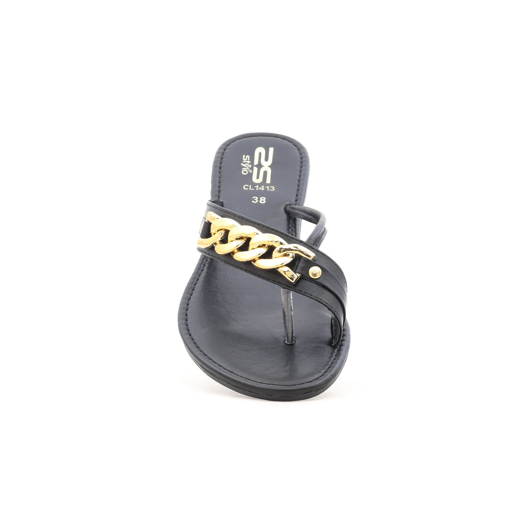 Black Casual Chappal CL1413