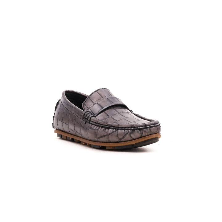 Boys Grey Formal Moccasin KD0379