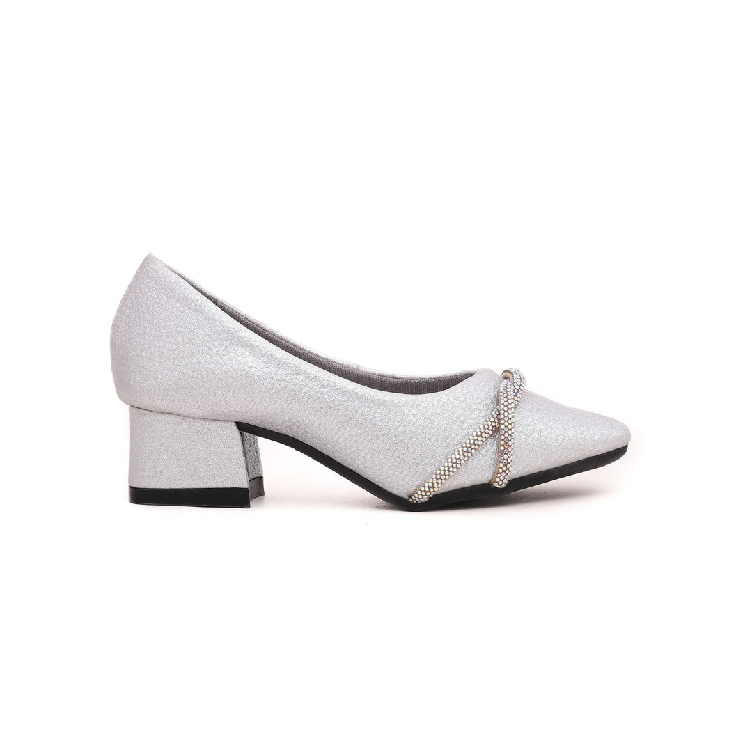 Girls Silver Fancy Pumps KD0534