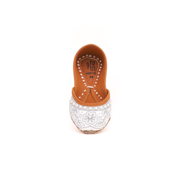 Girls White Fancy Khusa KD0778