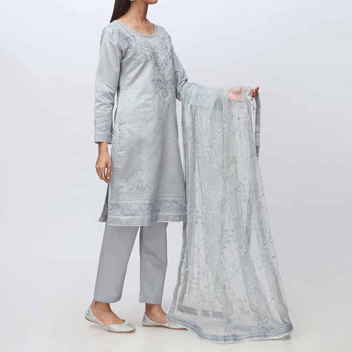 3PC- Embellished Khadi Net Suit PF3010