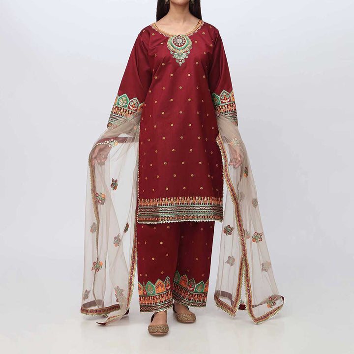 3PC- Embellished Khadi Net Suit PF3018