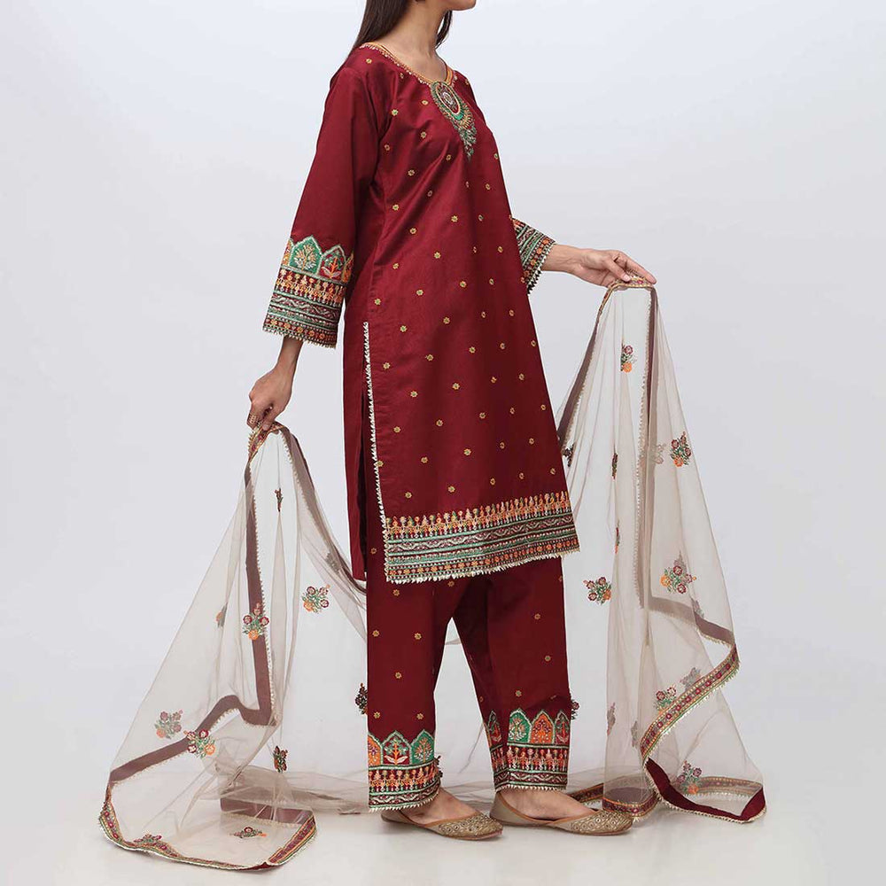 3PC- Embellished Khadi Net Suit PF3018