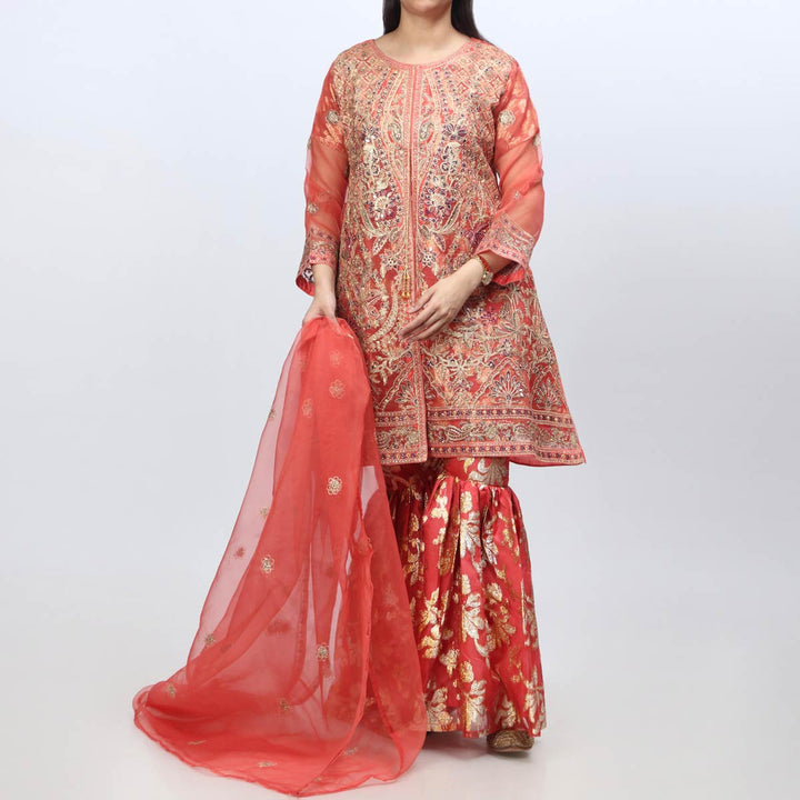 3PC- Embellished Organza Suit PF3034