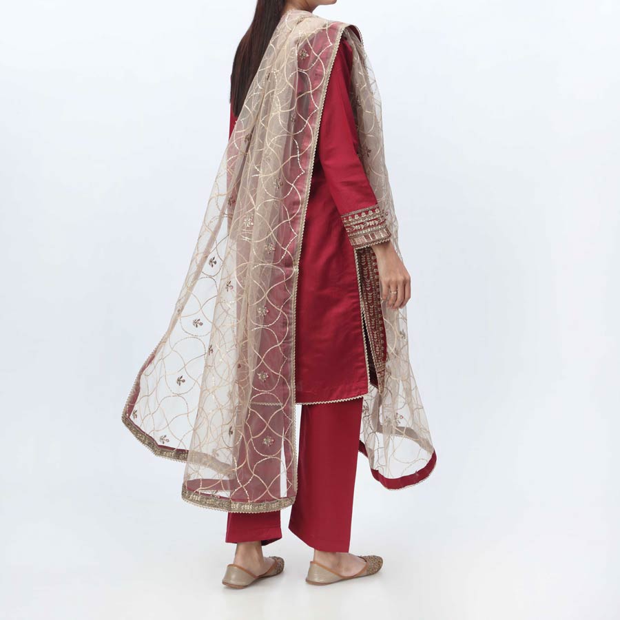 3PC- Embellished  Khadi Net Suit PF3050