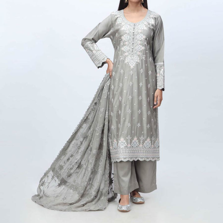 3PC- Embellished Viscose Suit PF3062