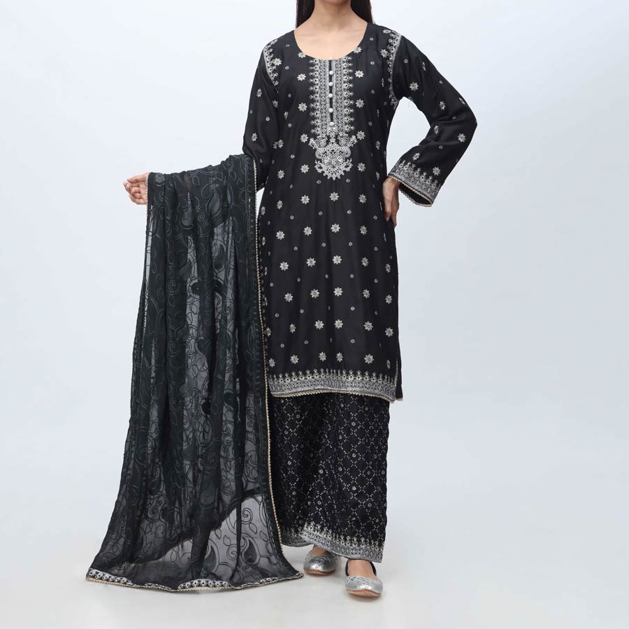 3PC- Embellished Viscose Suit PF3063