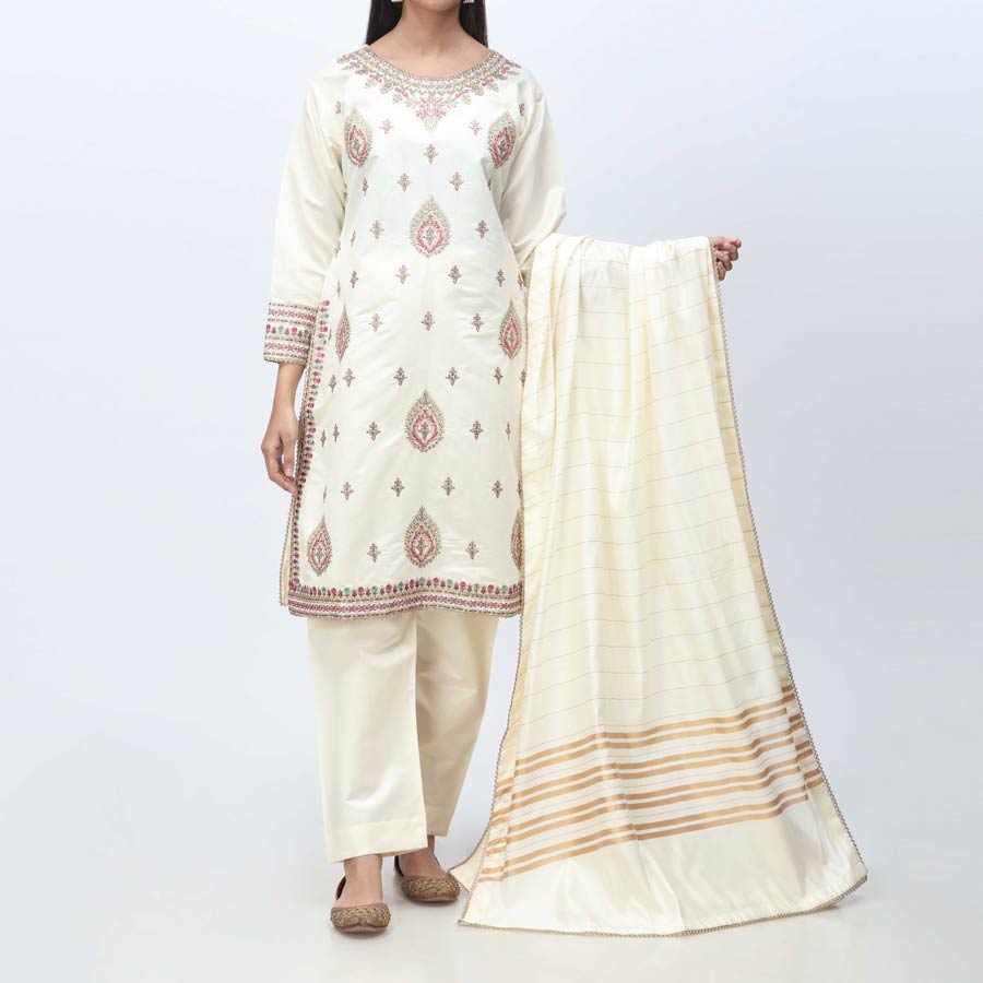 3PC- Embellished  Khadi Net Suit PF3067