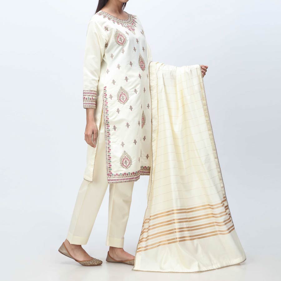 3PC- Embellished  Khadi Net Suit PF3067