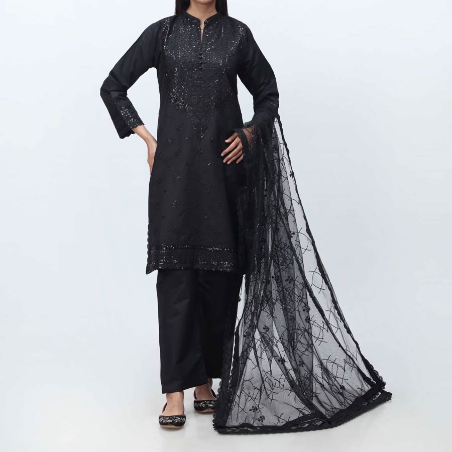 3PC- Embellished  Khadi Net Suit PF3068