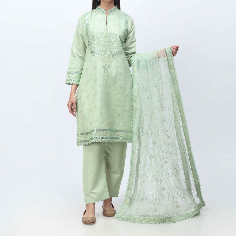 3PC- Embellished  Khadi Net Suit PF3068