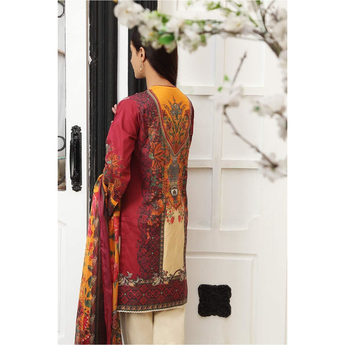 3PC- Printed Lawn Shirt with Dupatta & Trouser PS1061