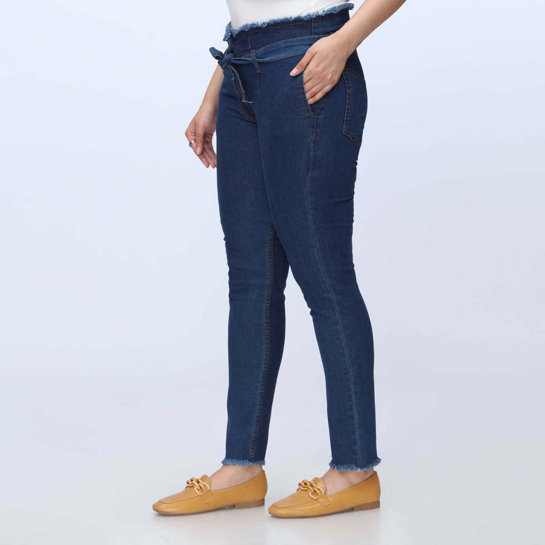 Blue Belted Denim Pant PS1541