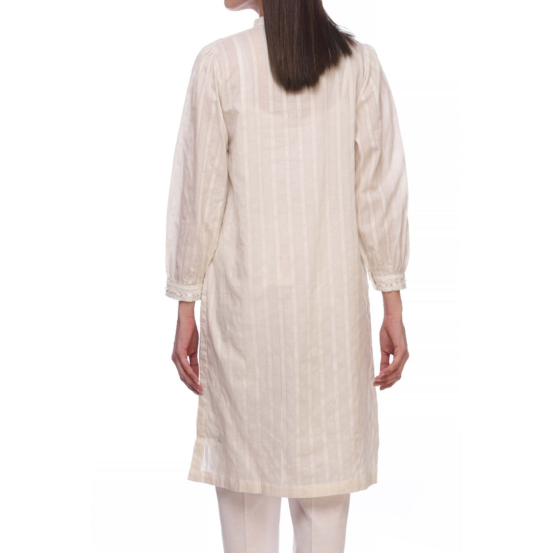 White Color Solid Self Jacquard Shirt PS2113