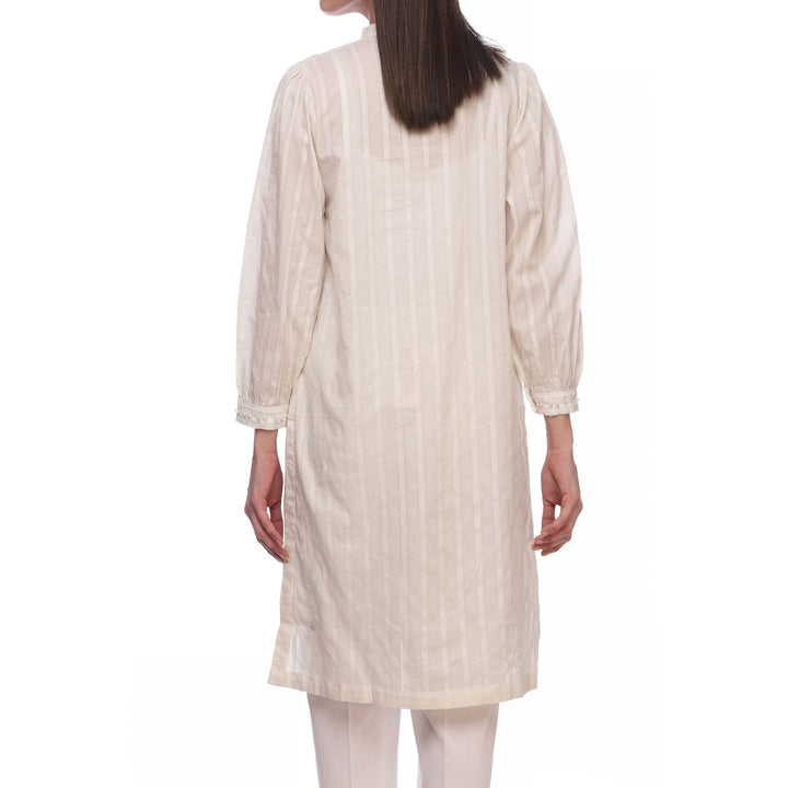 White Color Solid Self Jacquard Shirt PS2113